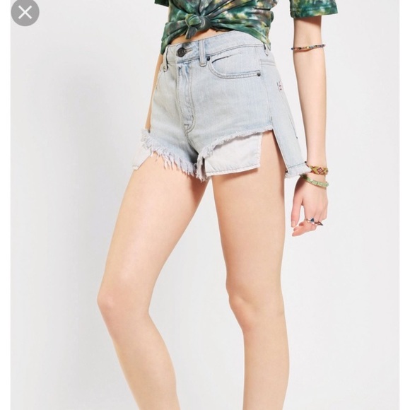 high low denim shorts